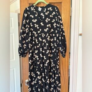 a new day Black and Cream Long Sleeve Dress